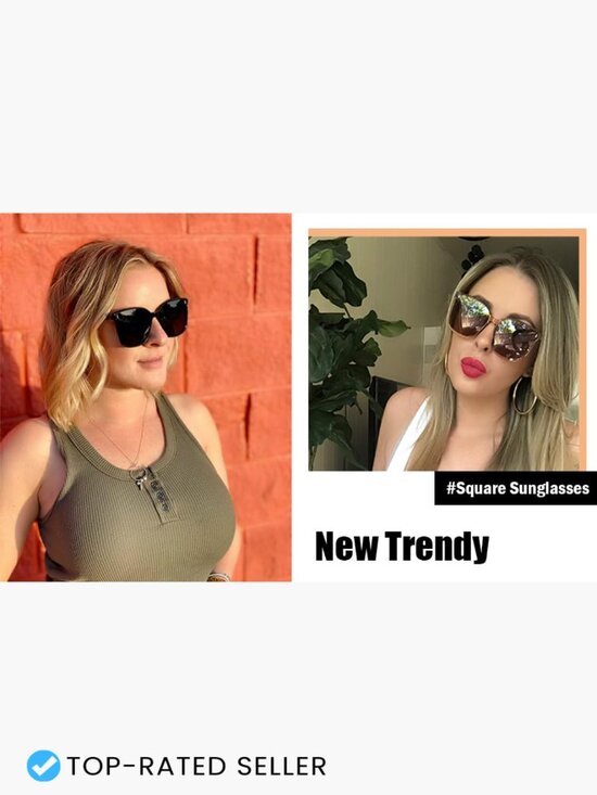 Oversized Square Polarized Sunglasses Retro Classic Trendy Vintage Unisex main image 5